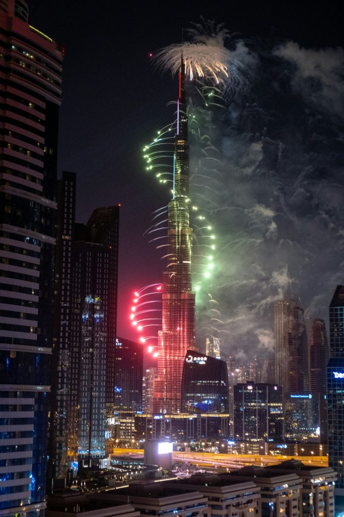 New Year's Eve fireworks at Burj Khalifa Dubai