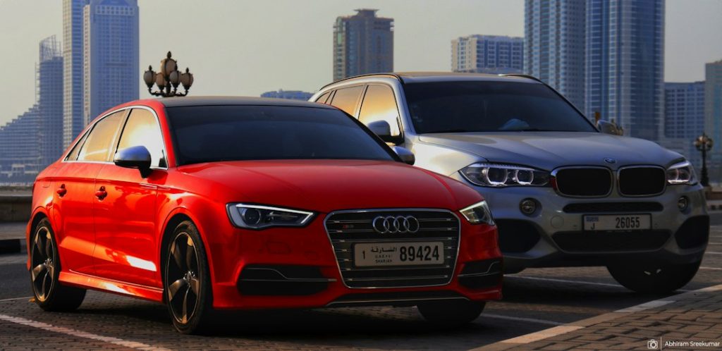 Cars in Dubai representing taxi and private driver comparison